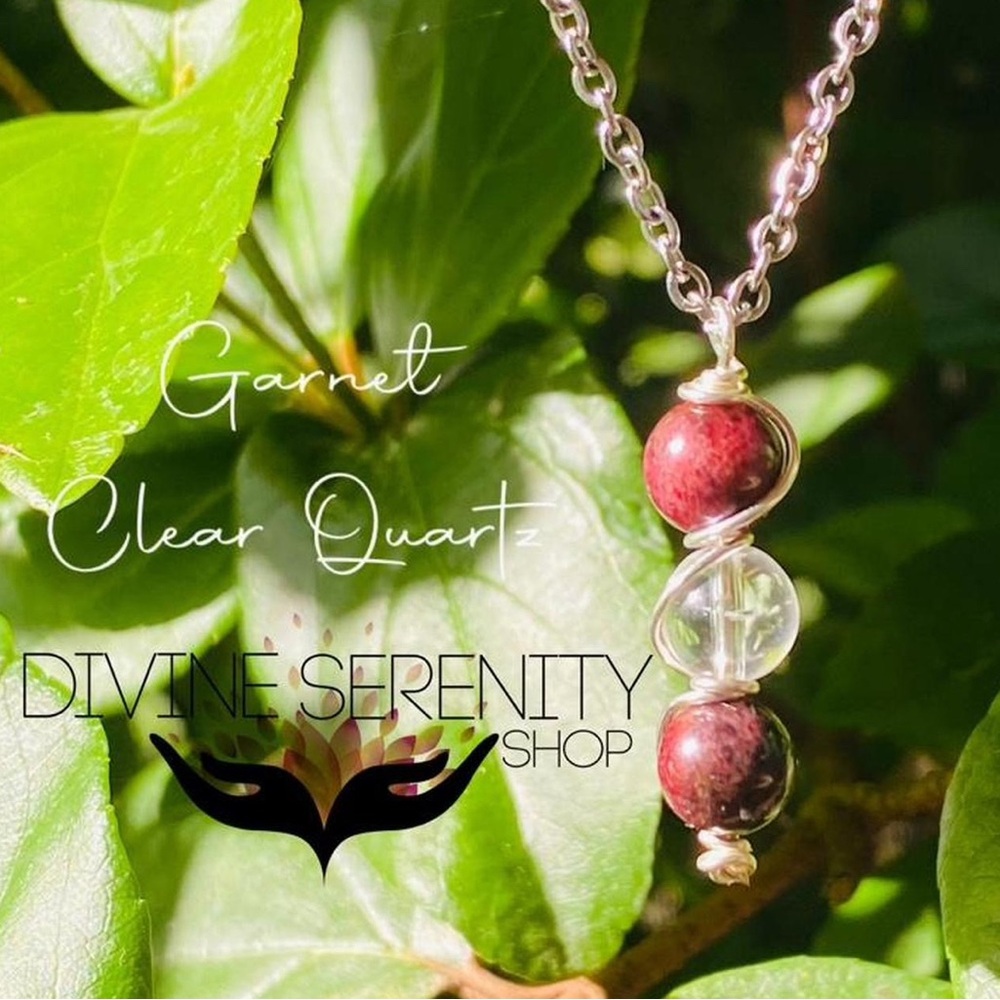 Garnet and Clear Quartz Necklace